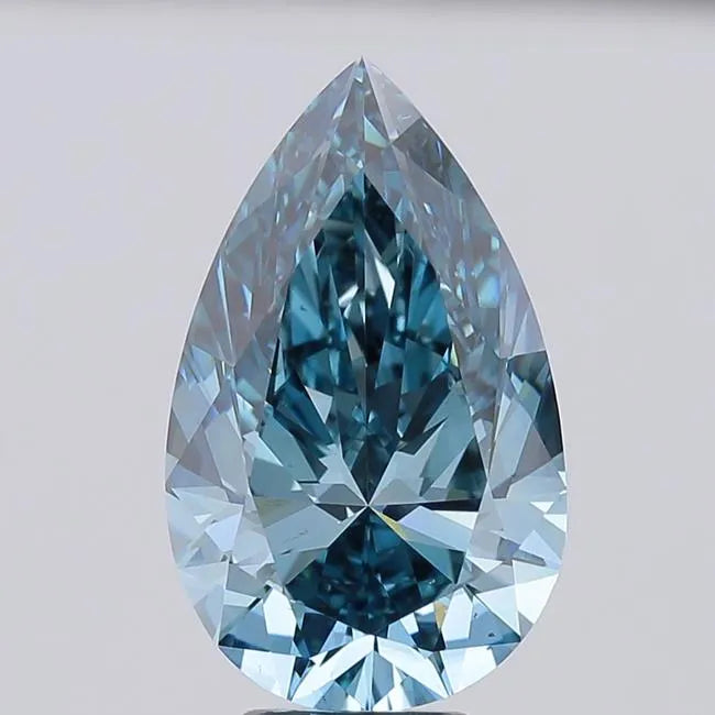 6.02ct Pear Lab Grown Diamond (Colour Fancy Vivid Blue, Clarity VS2, IGI Certified)