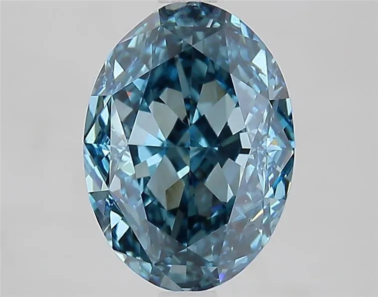 3.10ct Oval Lab Grown Diamond (Colour Fancy Vivid Blue, Clarity VVS2, IGI Certified)