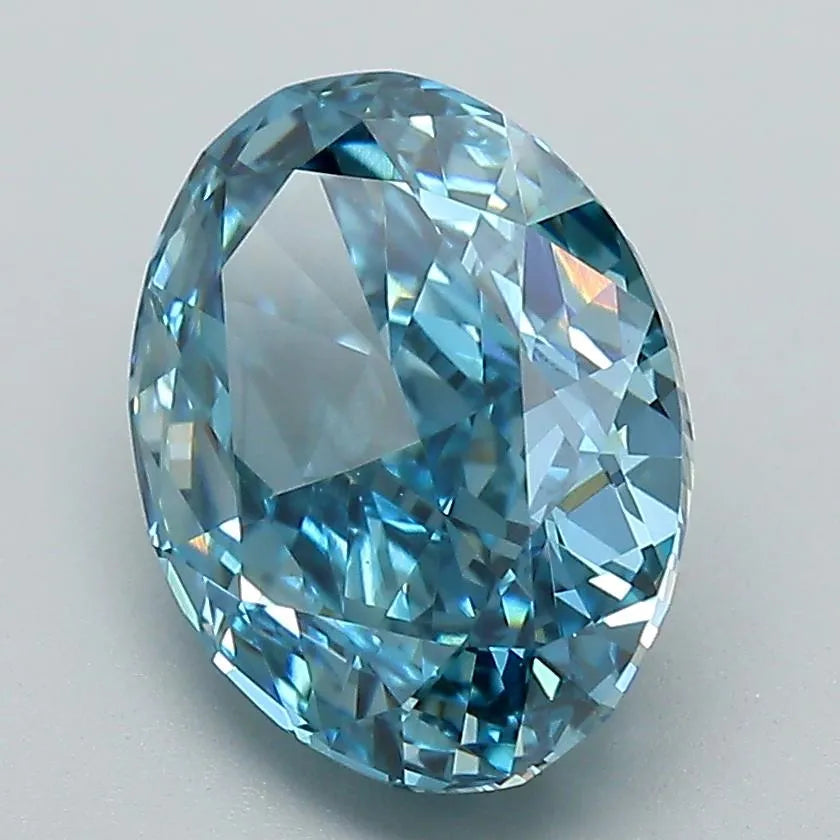 3.27ct Oval Lab Grown Diamond (Colour Fancy Vivid Blue, Clarity VVS2, IGI Certified)
