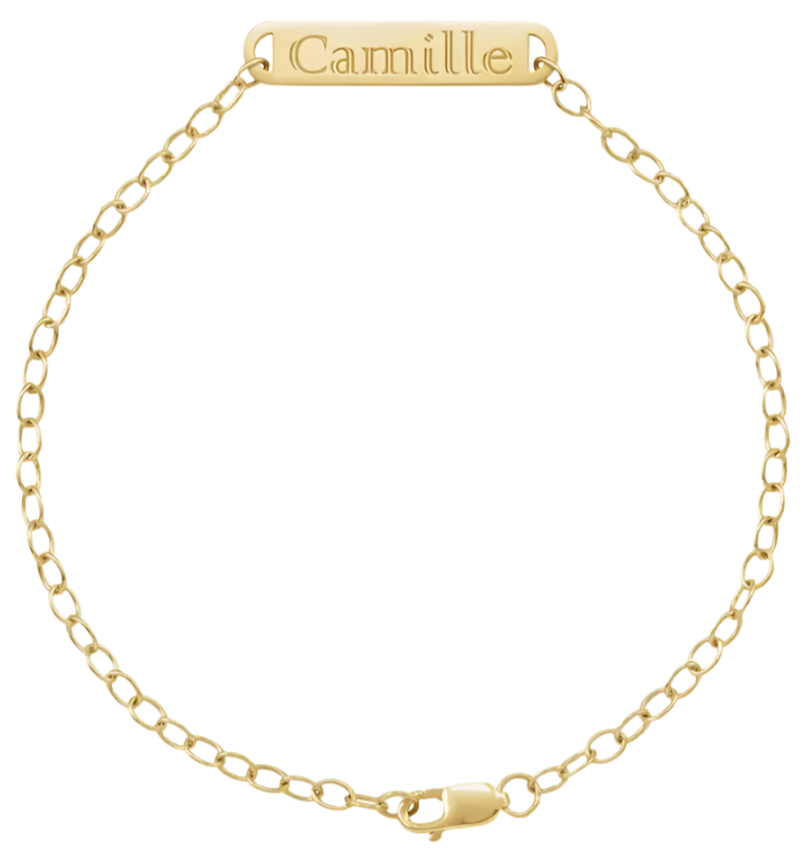 14K Yellow Engravable Bar 7" Bracelet